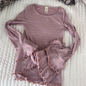 We The Free Lavender and Peach Striped Top